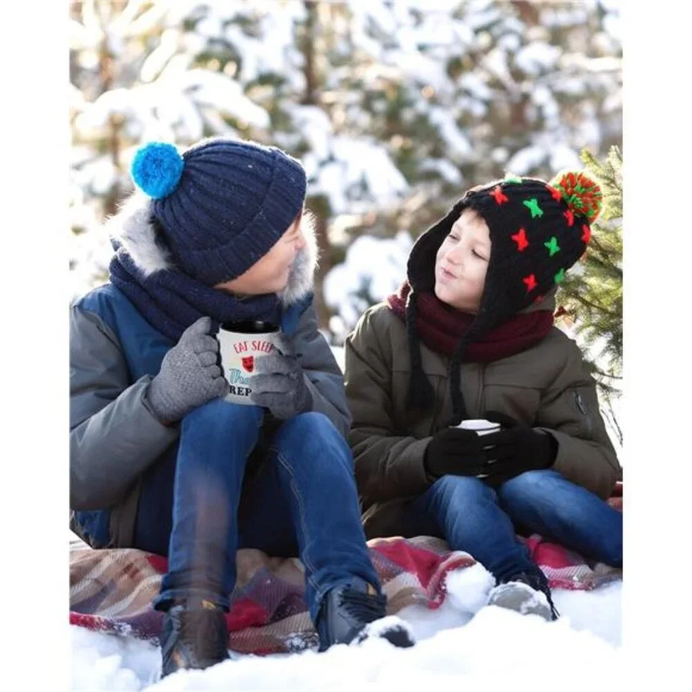 2 Pairs Kids Fleece Lined Gloves Winter Thick Thermal Gloves